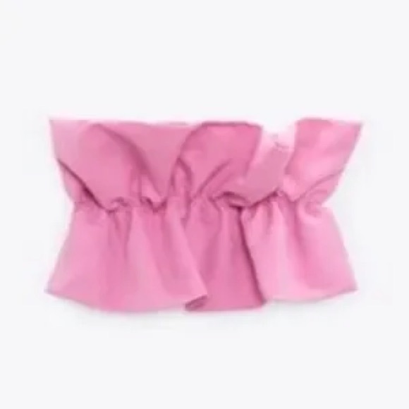 Zara Tops - Zara Pink Ruffle Strapless Tube Top NWT